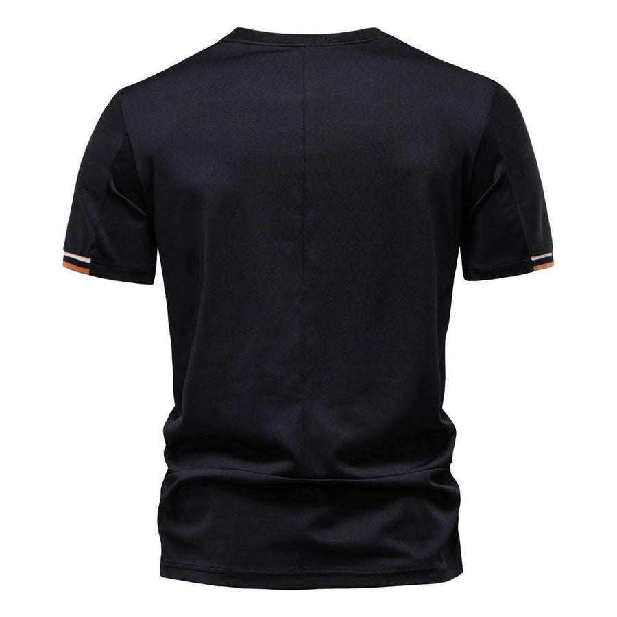 Kurzarm T Shirt Herren | Sportliches Crew-Neck mit Logo-Stickerei
