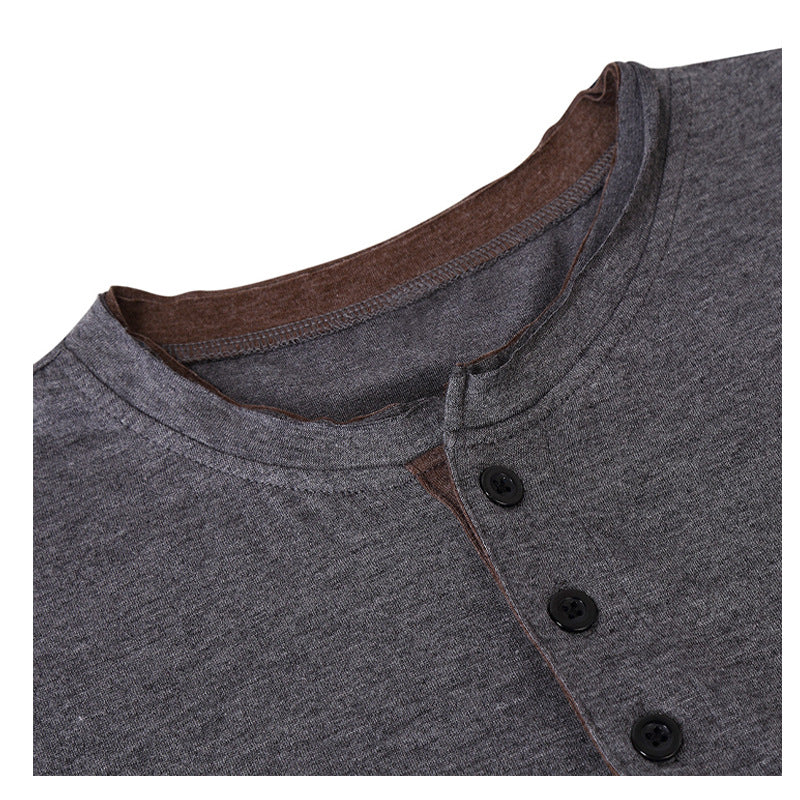 Kurzarm T Shirt Herren | Slim-Fit Henley mit Kontrast-Details