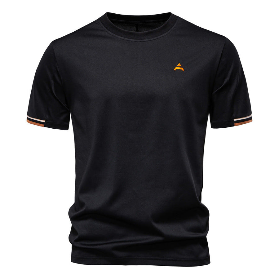 Kurzarm T Shirt Herren | Sportliches Crew-Neck mit Logo-Stickerei