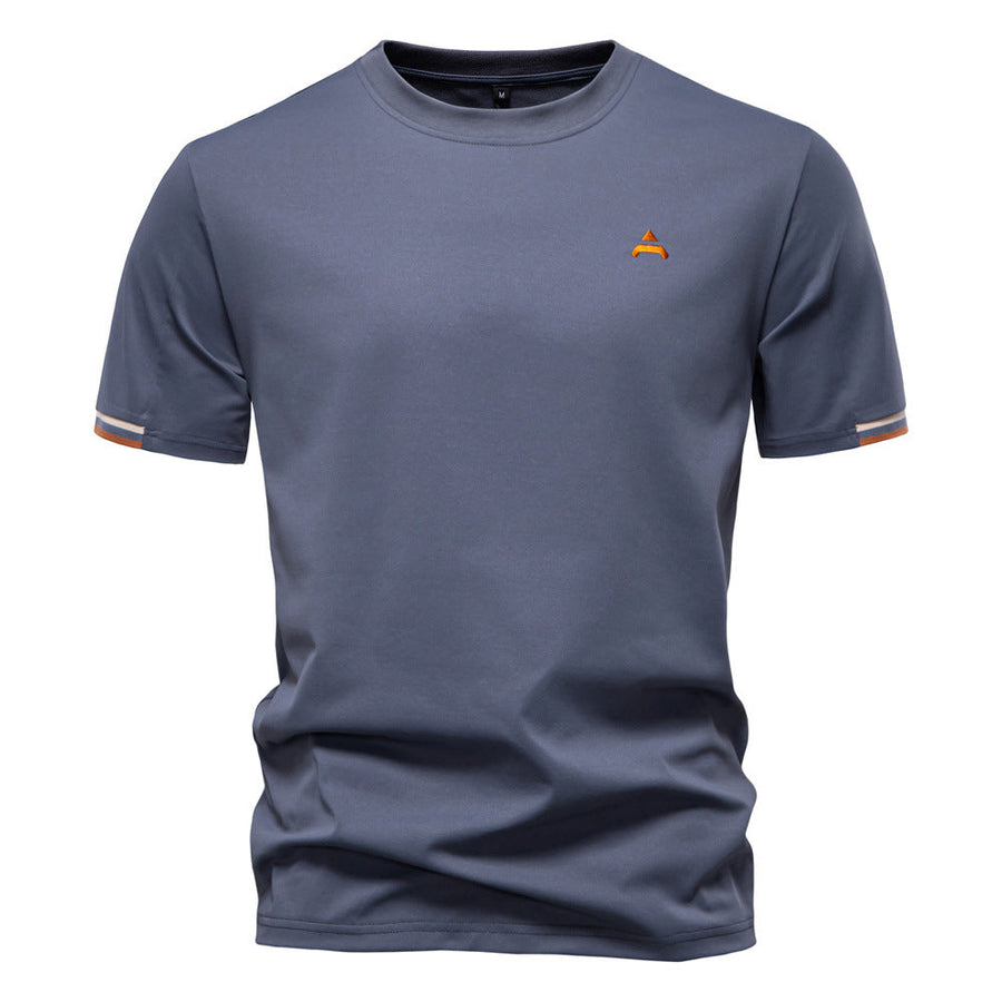 Kurzarm T Shirt Herren | Sportliches Crew-Neck mit Logo-Stickerei