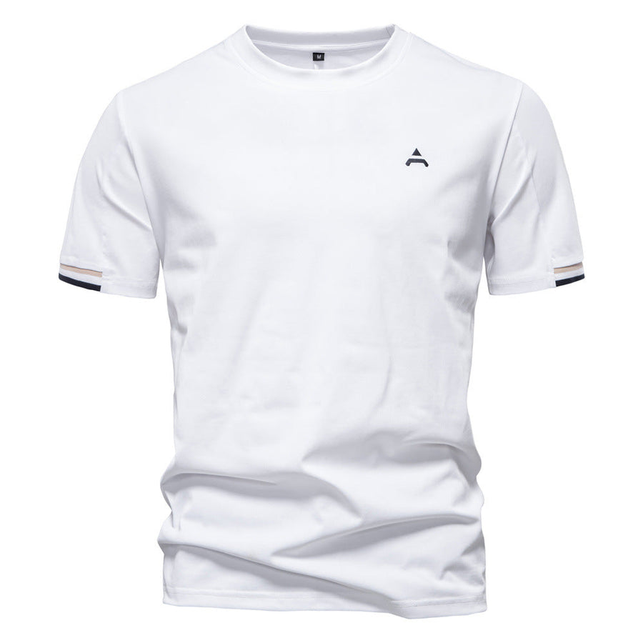Kurzarm T Shirt Herren | Sportliches Crew-Neck mit Logo-Stickerei