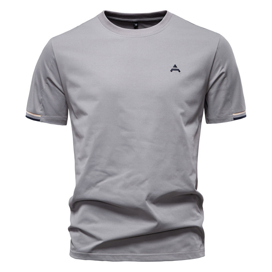 Kurzarm T Shirt Herren | Sportliches Crew-Neck mit Logo-Stickerei
