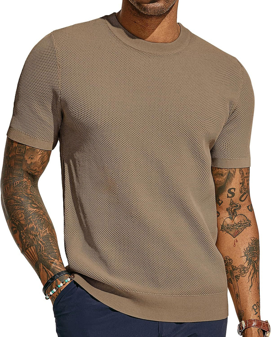 T Shirt Herren | Atmungsaktives Strick-Mesh für Sommer & Style