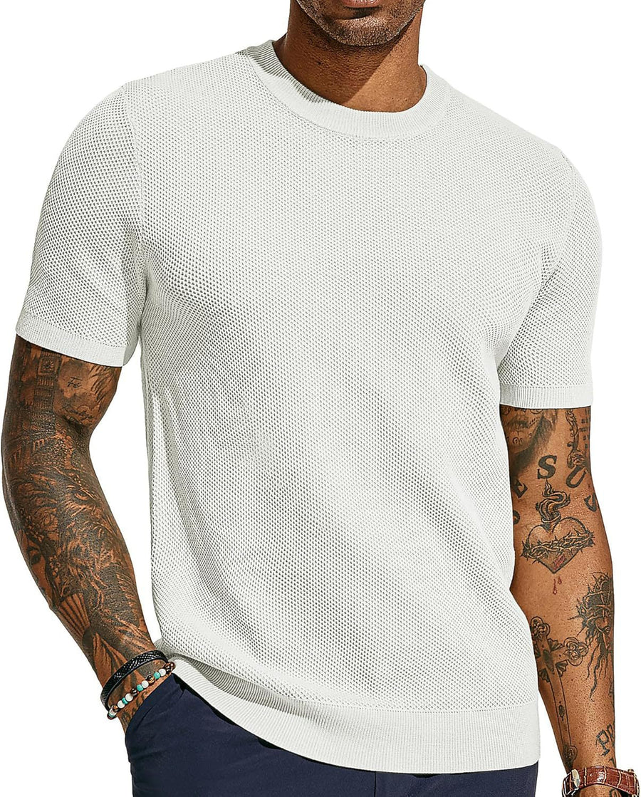T Shirt Herren | Atmungsaktives Strick-Mesh für Sommer & Style