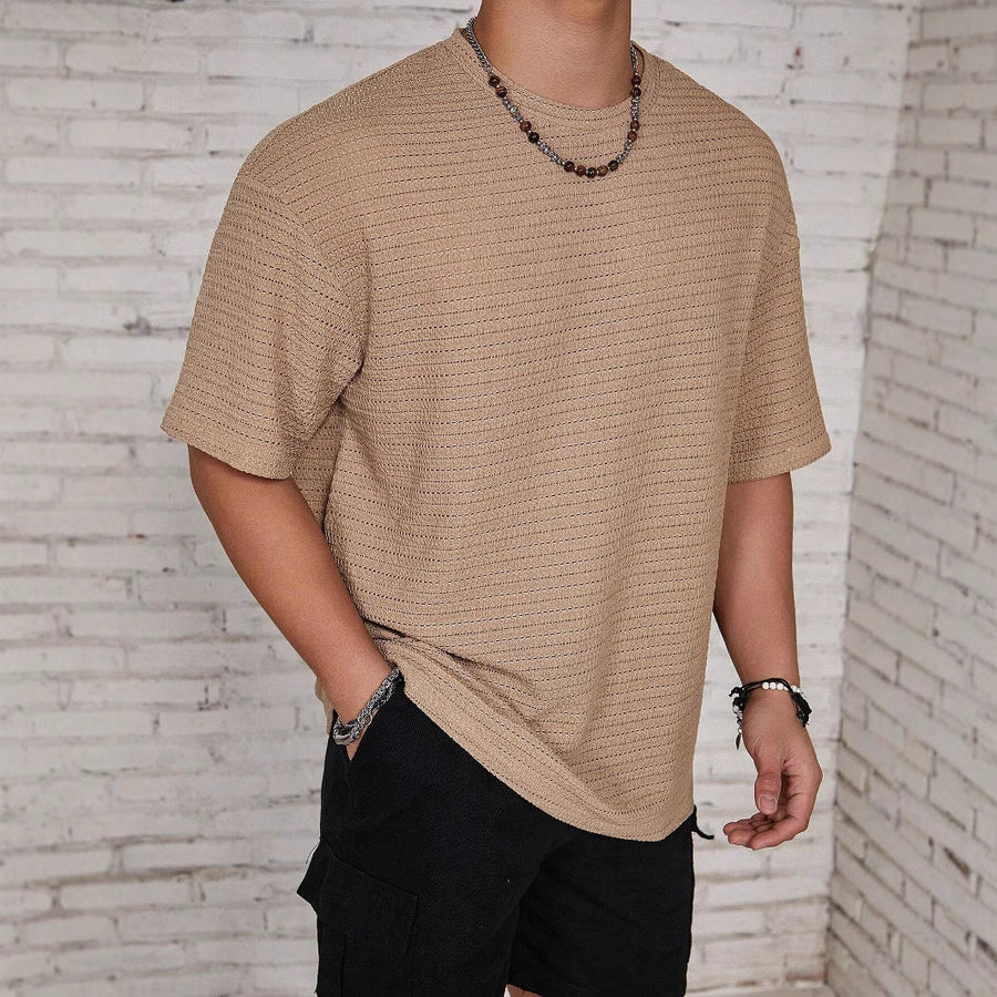 Kurzarm T Shirt Herren | Oversized Struktur-Tee im Streetwear-Stil
