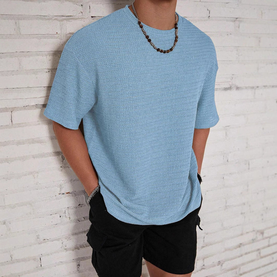 Kurzarm T Shirt Herren | Oversized Struktur-Tee im Streetwear-Stil