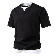 V Ausschnitt T Shirt Herren | Fake-Layer-Look mit Doppelsaum