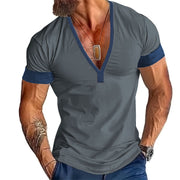 V Ausschnitt T Shirt Herren | Tiefer V-Neck mit Kontrast-Besatz
