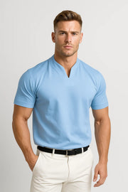 Camicia da uomo slim fit in cotone con colletto diviso