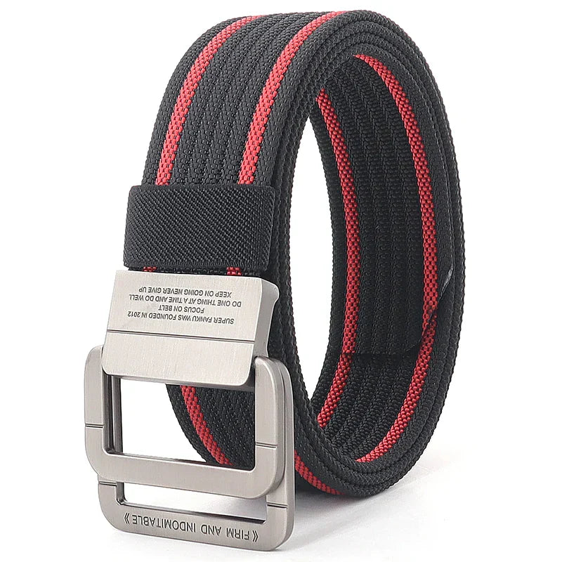 Unisex Gestreifter Canvas Ringgürtel