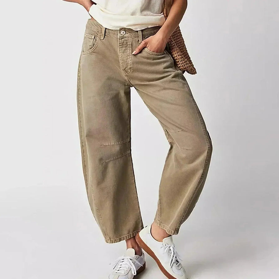 Hoch Taillierte Damenjeans mit Weitem Bein
