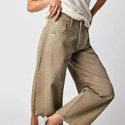 Hoch Taillierte Damenjeans mit Weitem Bein