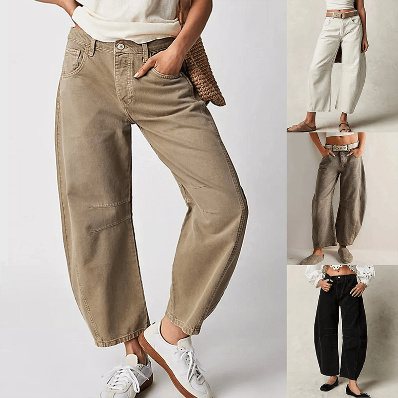 Hoch Taillierte Damenjeans mit Weitem Bein