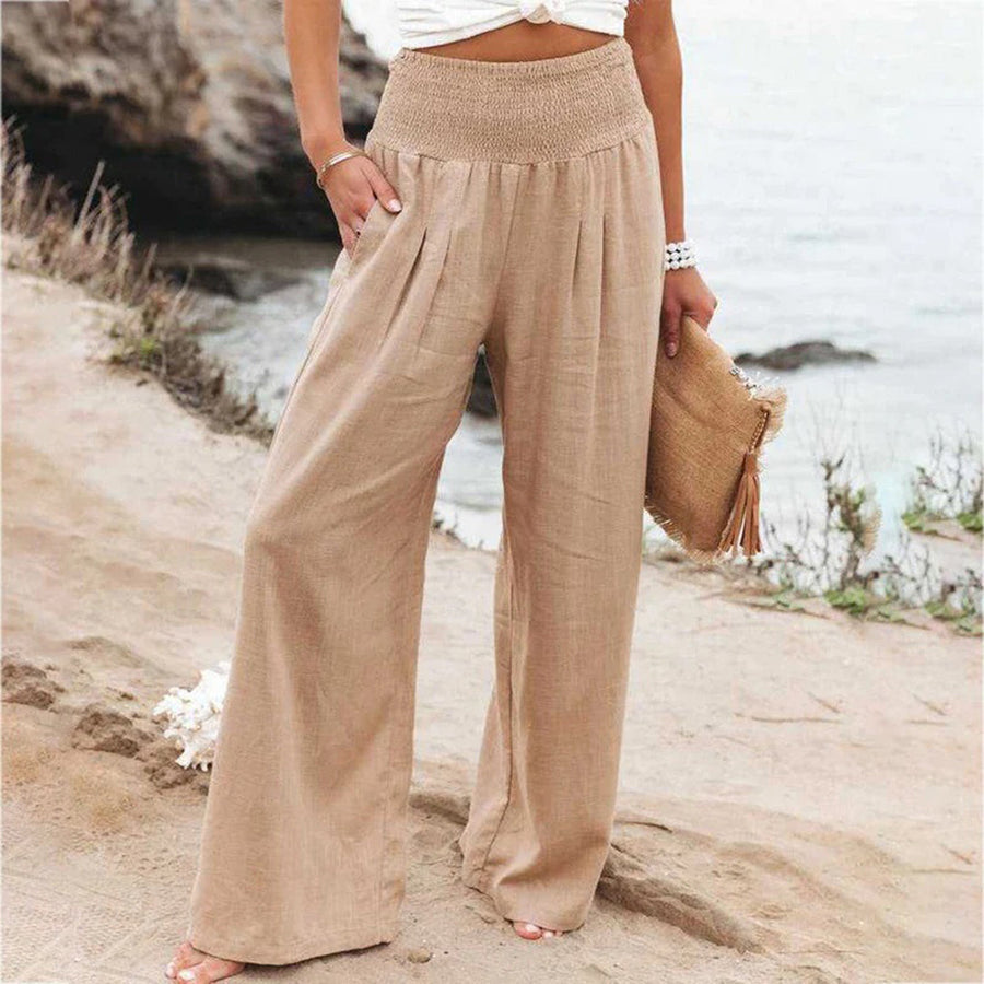 Hoch Taillierte Plisseehose für Femininen Chic