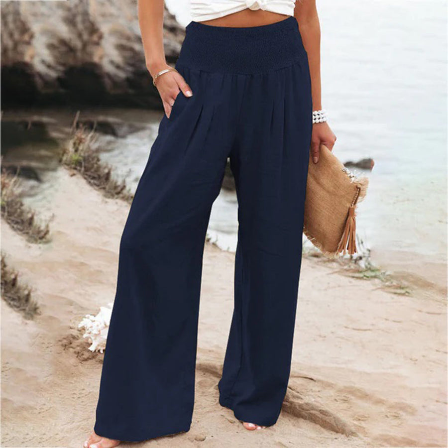 Hoch Taillierte Plisseehose für Femininen Chic