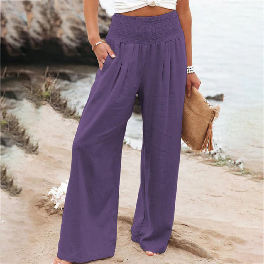 Hoch Taillierte Plisseehose für Femininen Chic