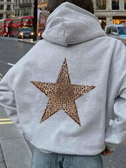 Hoodie Damen | Leopardenstern-Rückenmotiv & Cleanes Finish