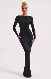 Rückenfreies Satinkleid – Elegantes Maxikleid Abendkleid, glatte Satin‑Optik