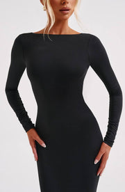 Rückenfreies Satinkleid – Elegantes Maxikleid Abendkleid, glatte Satin‑Optik
