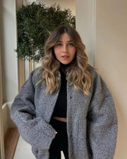 Übergroße Tweed Bomberjacke