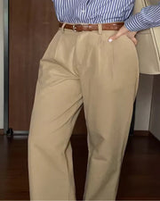 Ava | Plissiert High-Waist Baggy-Hosen mit Gürtel