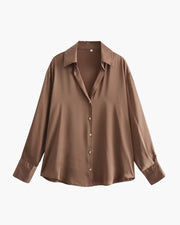 Satin-Style Damenbluse mit Knopfleiste – Elegant, Fließend & Zeitlos