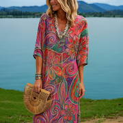 Amara - Intensivfarbenes Kleid mit Blumenmotiv