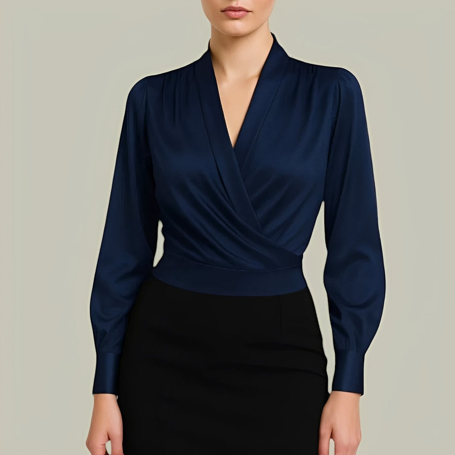 Livia - Elegante Langarm-Wickelbluse