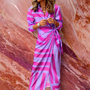 Aliza - Stilvolles Gestreiftes Wickelkleid