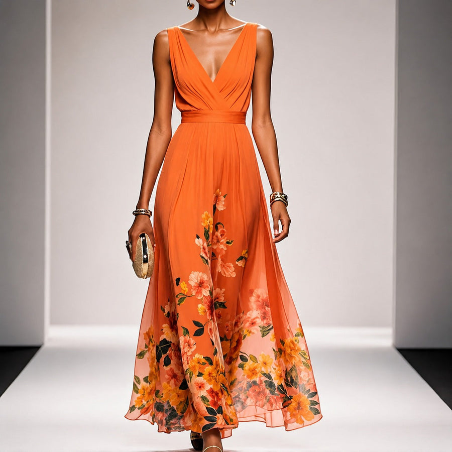 Tanisha - Florales Chiffon-Maxikleid