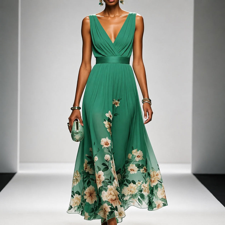 Tanisha - Florales Chiffon-Maxikleid