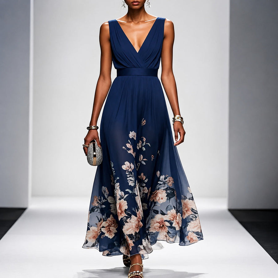 Tanisha - Florales Chiffon-Maxikleid