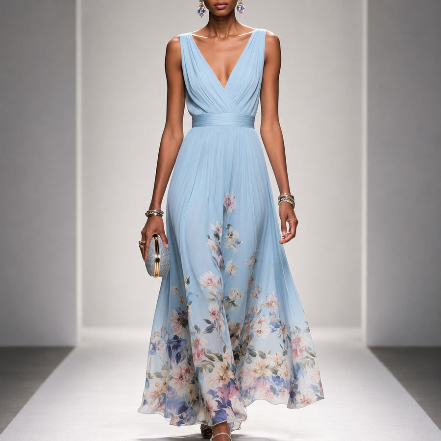 Tanisha - Florales Chiffon-Maxikleid