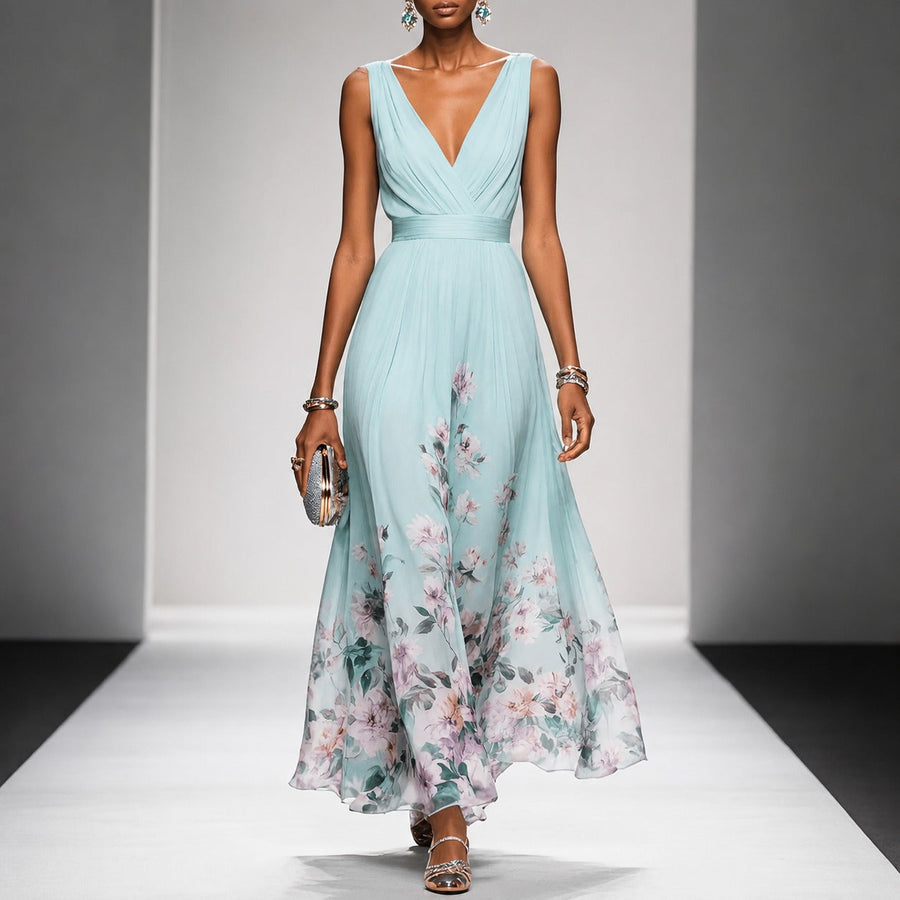 Tanisha - Florales Chiffon-Maxikleid
