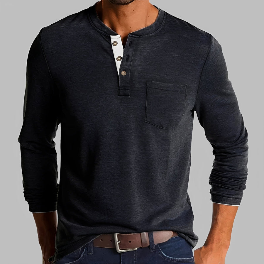 Dalton - Langarm-Henley-Shirt