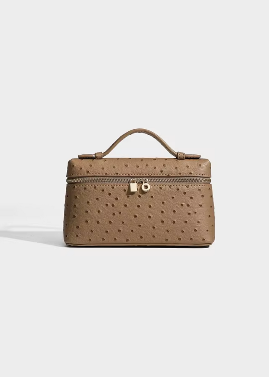 Sling Clutch Handtasche Damen – Vegane Clutch Tasche mit Straußenprägung