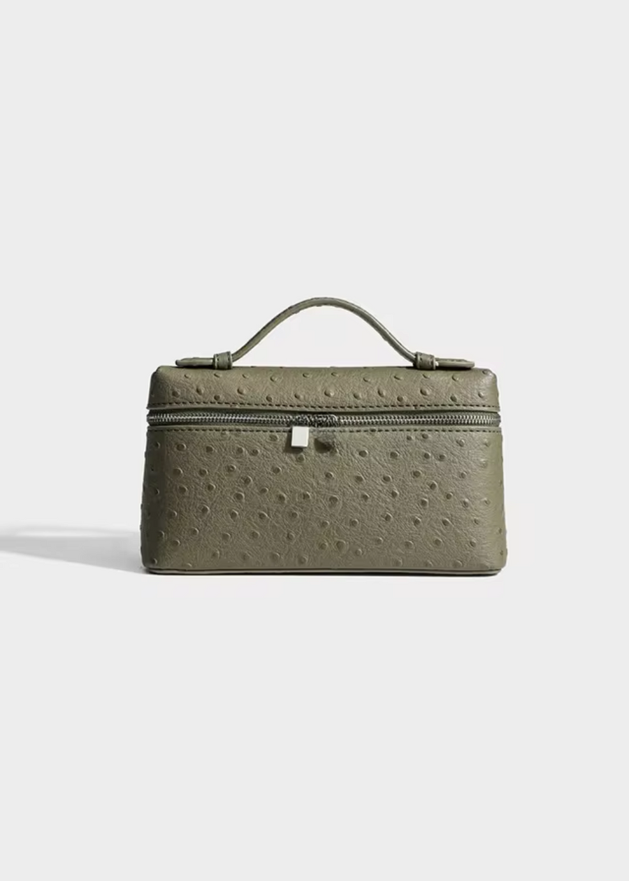 Sling Clutch Handtasche Damen – Vegane Clutch Tasche mit Straußenprägung