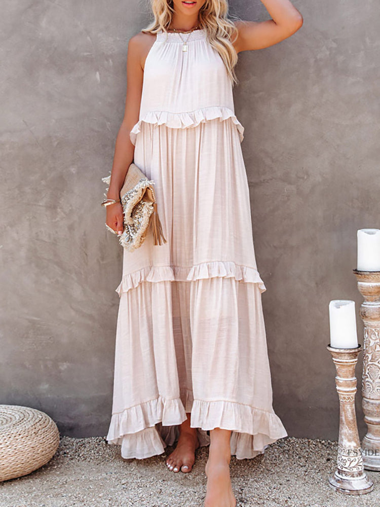 Ivona- Ärmelloses Sommerkleid wit Bauchabdeckung