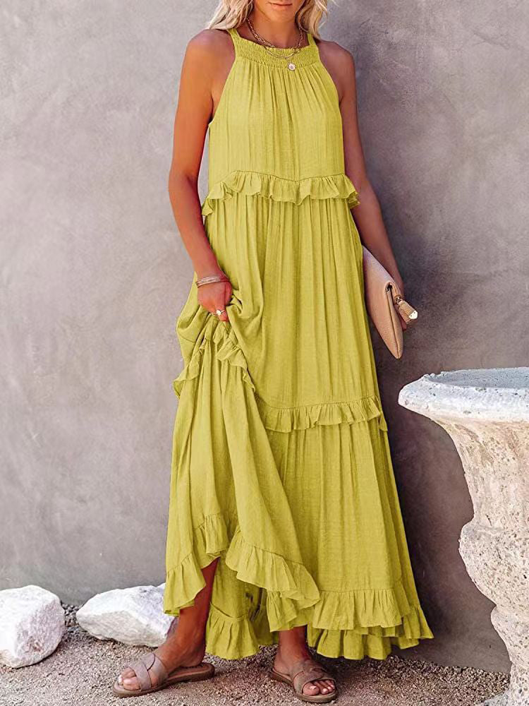 Ivona- Ärmelloses Sommerkleid wit Bauchabdeckung
