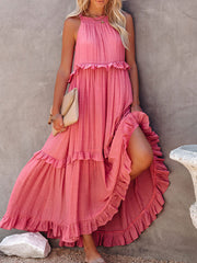 Ivona- Ärmelloses Sommerkleid wit Bauchabdeckung