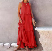 Ivona- Ärmelloses Sommerkleid wit Bauchabdeckung