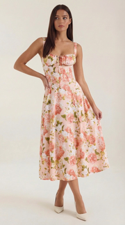 Vestito midi Julia | Abito estivo femminile con stampa floreale