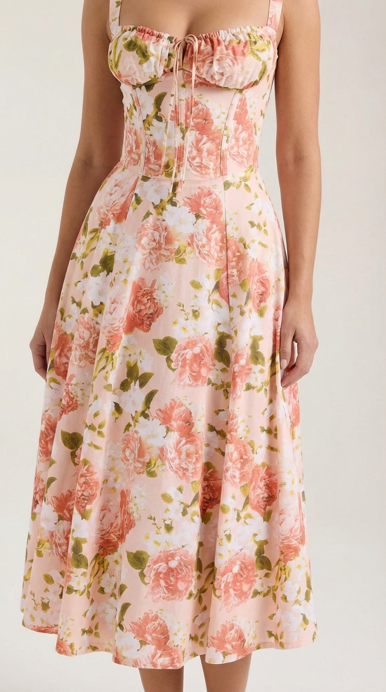 Vestito midi Julia | Abito estivo femminile con stampa floreale