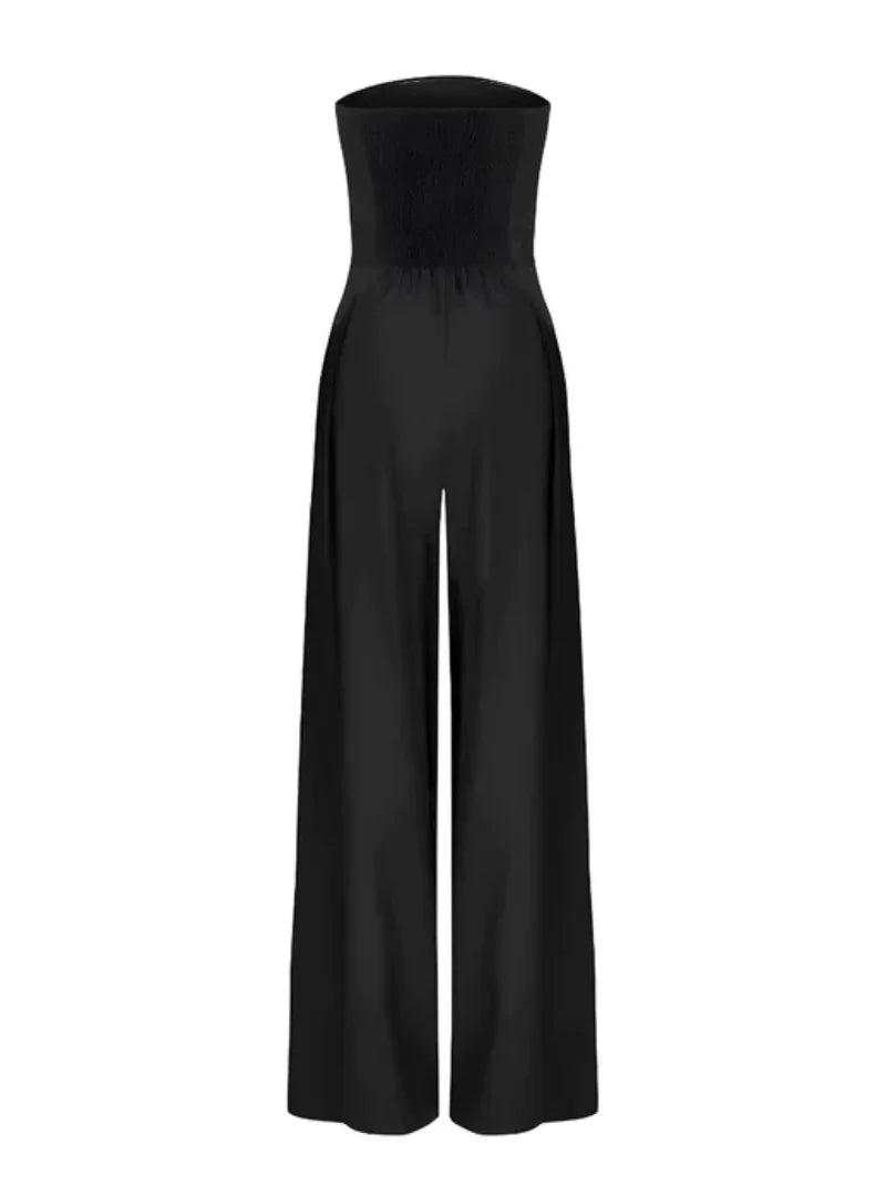 Stilvoller Jumpsuit für Damen – Schulterfrei & Weit geschnitten in Navyblau