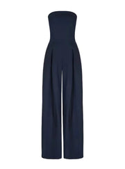 Stilvoller Jumpsuit für Damen – Schulterfrei & Weit geschnitten in Navyblau