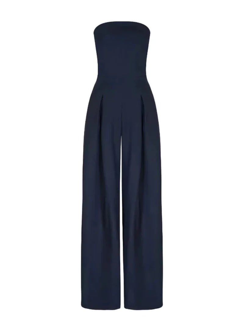Stilvoller Jumpsuit für Damen – Schulterfrei & Weit geschnitten in Navyblau