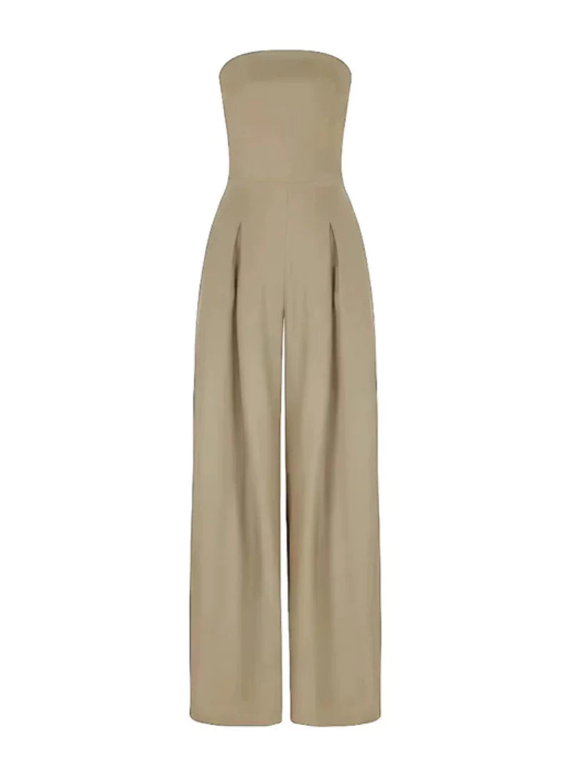 Stilvoller Jumpsuit für Damen – Schulterfrei & Weit geschnitten in Navyblau