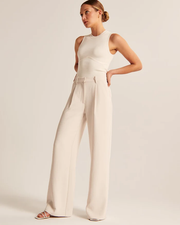 Damenhose mit hoher Taille und elegantem weitem Bein