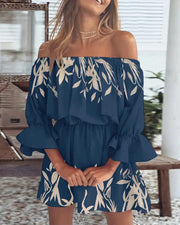Kaia- Sexy Off Shoulder Gedrucktes Kleid