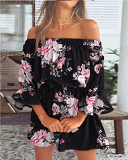 Kaia- Sexy Off Shoulder Gedrucktes Kleid